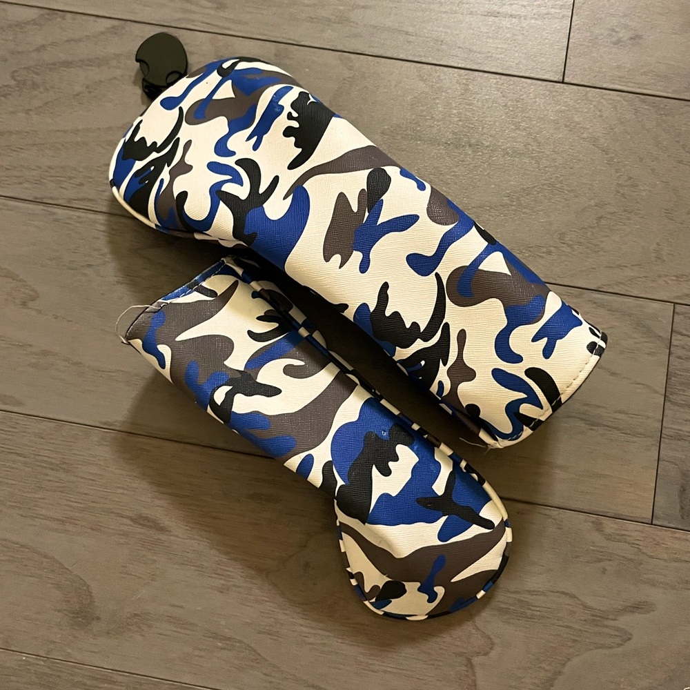 Blue Cammo Golf Club Head Covers.